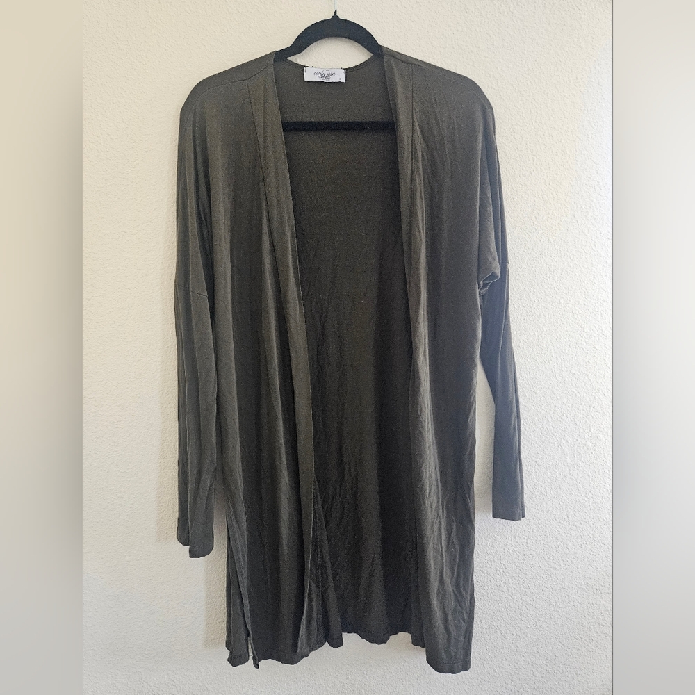 Dark Gray Open Front Cardigan